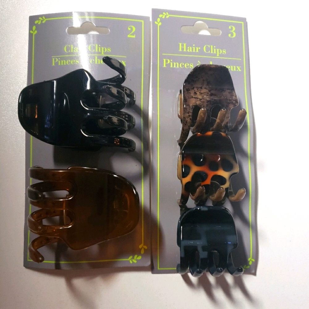 Hair Clips set of 5, large and medium size